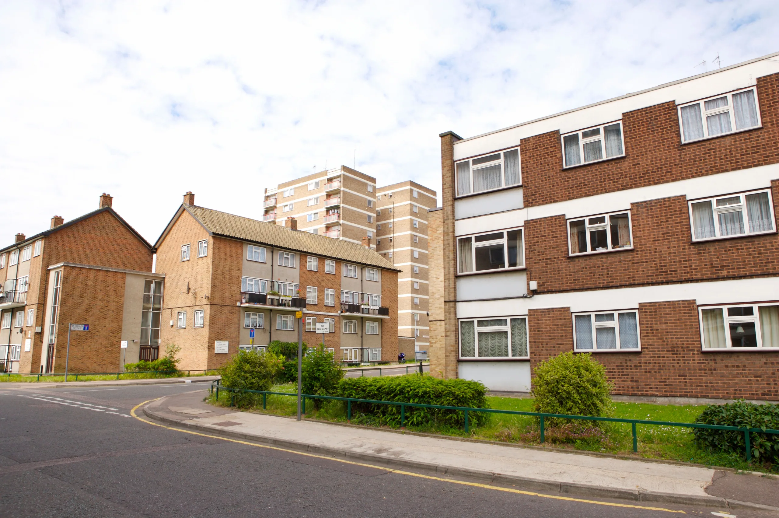 Non-standard construction property. Maisonette homes with council flats and high rise flats.